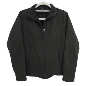 Double Diamond Softshell Fleece Lined Jacket Womens Medium Black Floral Embossed